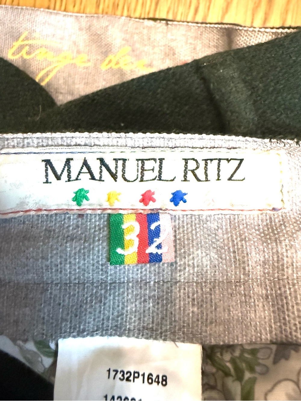Manuel Ritz Wool Trousers Green Cropped Cuffed Colorful Button Fly Size 32 - Picture 6 of 12